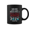 Never Underestimate Who Survived The Pandemic Mental Health Worker Coffee Mug