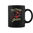 Womens Not Today Jesus Hail Satan Satanic Cat Death Metal Halloween V-Neck Coffee Mug