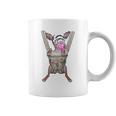 Black Chihuahua Dog In Baby Carrier With Bubble Gum Coffee Mug