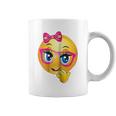 Smiling Girl Bling Face With Pink Glasses Women Emojis Coffee Mug