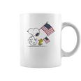 Snoopy And Woodstock Holding American Flag 4Th Of July Coffee Mug