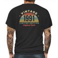 1991 Vintage Limited Edition Original Parts 30Th Birthday Mens Back Print T-shirt