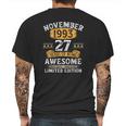 27 Years Old Gifts Vintage November 1993 27Th Birthday Mens Back Print T-shirt