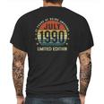 31 Years Old Vintage July 1990 Limited Edition 31St Birthday Mens Back Print T-shirt