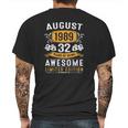 32Nd Birthday Gift Vintage August 1989 Men 32 Years Old Mens Back Print T-shirt