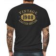 33 Years Old 33Rd Birthday Anniversary Gift Limited 1988 Mens Back Print T-shirt