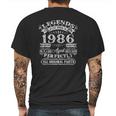 35 Years Old Gifts Legends Were Born In 1986 35Th Birthday Mens Back Print T-shirt