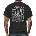 40 Years Old Gifts Vintage January 1981 40Th Birthday Gift Mens Back Print T-shirt