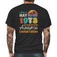 49 Years Old Born In May 1973 49Th Birthday Mens Back Print T-shirt