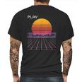 80S Grid Sunset Vaporwave Synthwave Outrun Mens Back Print T-shirt