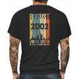 August 2002 19 Years Old 2002 Birthday Gift Mens Back Print T-shirt