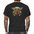 Baby Yoda Hugging Violin Mens Back Print T-shirt