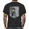 Black Haired Male Anime Character Eren Yeager Mikasa Ackerman Attack On Titan Mens Back Print T-shirt