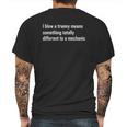 I Blew A Tranny Means Something Totally Different To A Mechanic Mens Back Print T-shirt