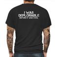 I Was Deplorable Before It Was Cool Basic Mens Back Print T-shirt