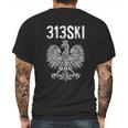 Detroit Michigan Area Code 313 Polish Pride Mens Back Print T-shirt