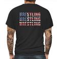 Distressed Usa Wrestling Gift American Flag Gift Mens Back Print T-shirt