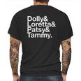 Dolly & Loretta & Patsy & Tammy Mens Back Print T-shirt