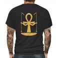 Egyptian Ankh Cross With Arms Holding Scepters Mens Back Print T-shirt