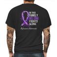 In This Family No One Fights Alone Alzheimer Ribbon Mens Back Print T-shirt