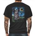 Gray Tabby Tiger Cat Starry Night Moon And Stars Art By Aja Mens Back Print T-shirt