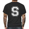 Letter S Capital Alphabet College Varsity Monogram Club Mens Back Print T-shirt