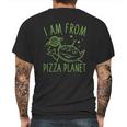 Neon Green Alien Pizza Planet Mens Back Print T-shirt