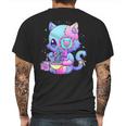 Pastel Goth Aestic Kawaii Creepy Cat Eating Ramen Noodles Mens Back Print T-shirt