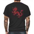 Red Chinese Firedrake Dragon Print Art Wear Mens Back Print T-shirt