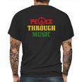 Reggae Music Peace Through Music Rastafari Rasta Geschenk Mens Back Print T-shirt