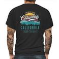 Retro Columbia California Mountains Sun Grunge Art Souvenir Mens Back Print T-shirt