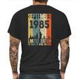 September 1985 36 Birthday 36 Years Old 1985 Birthday Vintage Mens Back Print T-shirt