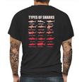 Types Of Sharks 15 Great White Hammerhead Marine Bio Mens Back Print T-shirt