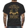 Never Underestimate An Old Man Southwest Texas State University Mens Back Print T-shirt