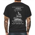 Never Underestimate A Woman Who Watches Supernatural And Loves Dean Mens Back Print T-shirt