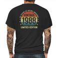 Vintage 1988 Limited Edition 33 Years Old 33Rd Birthday Mens Back Print T-shirt