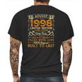 Vintage 23Rd Birthday August 1998 23 Years Old Gift Mens Back Print T-shirt