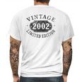 20 Years Old 20Th Birthday Male Female Him Her Limited 2002 Ver2 Mens Back Print T-shirt