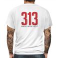 Made In Detroit 313 Area Code Pride Mens Back Print T-shirt