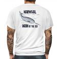 Narwhal Unicorn Of The Sea Humpback Whales Cetaceans Deep Blue Ocean Waves Nautical Marine Mammals Mens Back Print T-shirt