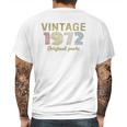 Retro Birthday Vintage 1972 Original Parts Mens Back Print T-shirt