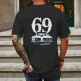 1969 Barracuda Grill View With Year Faded Look Charcoal Grey Mens Back Print T-shirt Gifts for Men