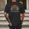 31 Years Old August 1991 Limited Edition 31St Birthday Mens Back Print T-shirt Gifts for Men