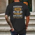 32Nd Birthday Gift Vintage August 1989 Men 32 Years Old Mens Back Print T-shirt Gifts for Men