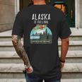 Alaska Mountain Retro Vintage Plane Bush Flying Mens Back Print T-shirt Gifts for Men