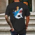 Beagle Riding Shark Jawsome Dog Lover Mens Back Print T-shirt Gifts for Men