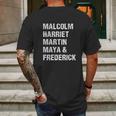 Black History Month Malcolm Harriet Martin Maya & Frederick Mens Back Print T-shirt Gifts for Men