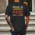 Born March 1992 Birthday Gift Made In 1992 30 Years Old Mens Back Print T-shirt Gifts for Men