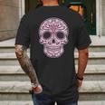 Breast Cancer Sugar Skull Day Of The Dead Dia De Los Muertos Mens Back Print T-shirt Gifts for Men