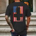 Burned Upside & Down Cross American Flag Satanism Mens Back Print T-shirt Gifts for Men